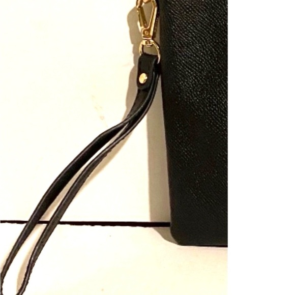Coach black saffiano leather wristlet